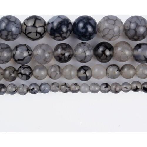 Natural Stone Beads Black and White Dragon Agate Round Smooth Loose Beads for Jewelry Making DIY Handmade Bracelet 4/6/8/10/12mm