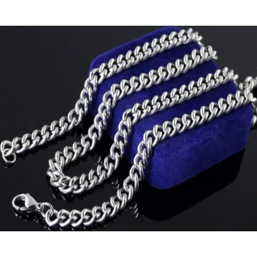 Wholesale 5pcs Lot 18-36'' Choose Women Mens Jewelry Stainless steel 4.2mm Smooth Curb Link Chain Necklace Shiny