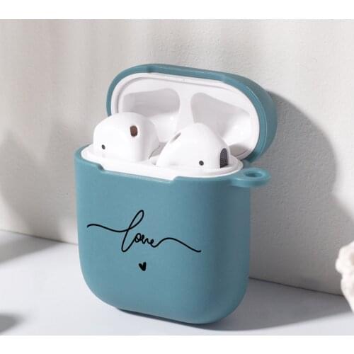 Couple Love Heart Cover For AirPods 2 Case Cute Boy Girls Luxury Navy Blue Silicone Cover Fashion Air Pod Earphone Accessories