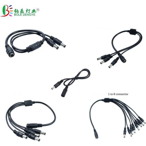 DC 12V 1 Female To 2 3 4 8 Male Connect Cable 5.5*2.1mm Jack Plug Power Extension Cord For CCTV Camera LED Strip Hoem Appliance