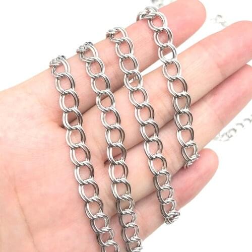 1 Meter Width 6mm Stainless Steel Double Layers Link Chains DIY Necklace Making Jewerly Accessories Jewelry Findings Components