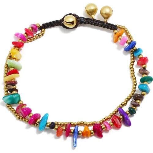 Double layer Chain On Foot Anklets for Women Jewelry Charm Gold Color Beads Stone Ankle Bracelets Bohemian Beach Accessories