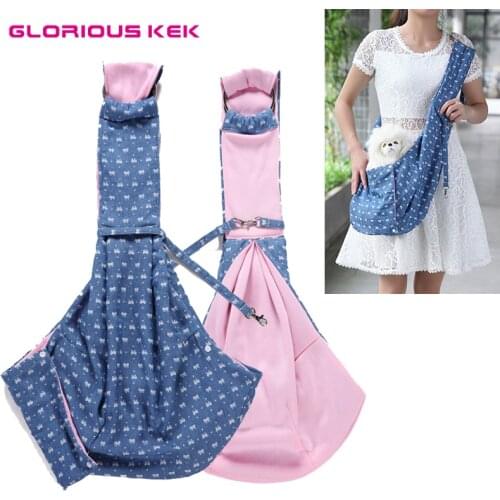 Reversible Dog Carrier Sling Bags for Cats/Small Dogs Adjustable Denim Pet Dog Shoulder Bag Casual Pet Travel Carrier Bag