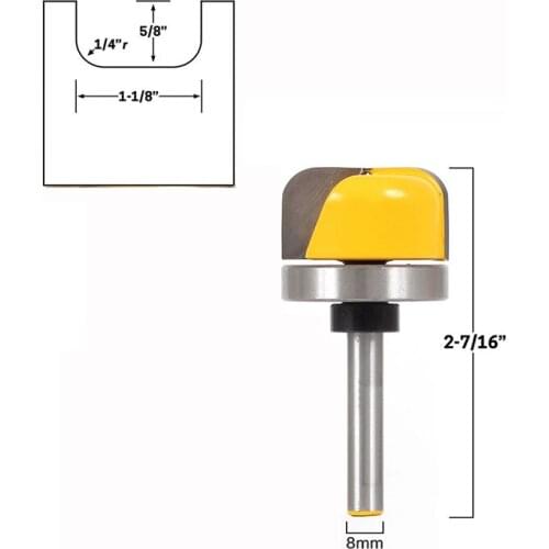 1-1/8" Diameter Bowl & Tray Router Bit - 8mm" Shank