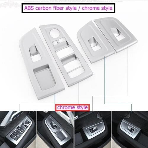 ABS carbon chrome accessories For BMW 1 series 2017 18 Car Window Glasses Lifter Button Decoration Cover trim Sticker Left Drive