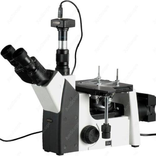 Inverted Trinocular Metallurgical Microscope-AmScope Supplies 50X-1250X Inverted Trinocular Metallurgical Microscope +9MP Camera