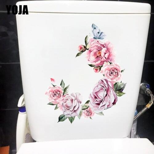 YOJA 21.4X17.7CM Delicate Watercolor Garland Home Decor Living Room Decor Wall Sticker Toilet Seat Decal T1-2104
