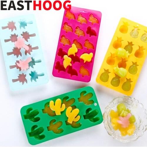 Cactus Pineapple Flamingo Tree Silicone Ice Molds Maker Bar Party Drink Freeze Mould Forms For Ice Cube Trays Moulds