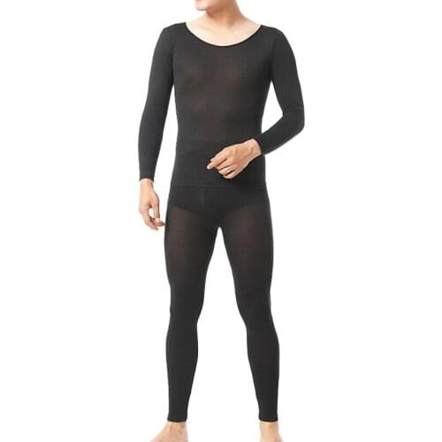 New-coming Men Seamless Elastic Underwear Set Hot Sale Mens Casual Ultra-thin Underwear Long Shirts Pants Autumn Bottoming Set