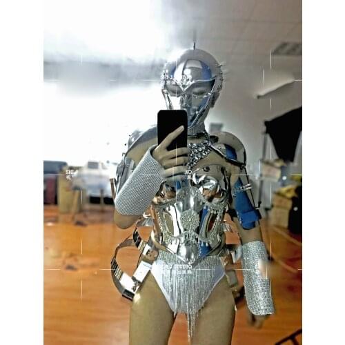 Gogo cosplay costume Future Technology space mirror dance costume Bar nightclub performance stage show wear