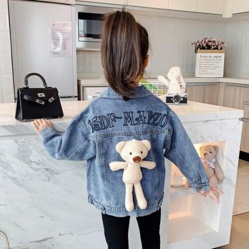 2021 Fashion Childrens Girls Clothes Denim Cartoon Kids Clothing Jacket Kids Jackets Casual Coat 3 4 5 6 7 8 9 10 11 12Years