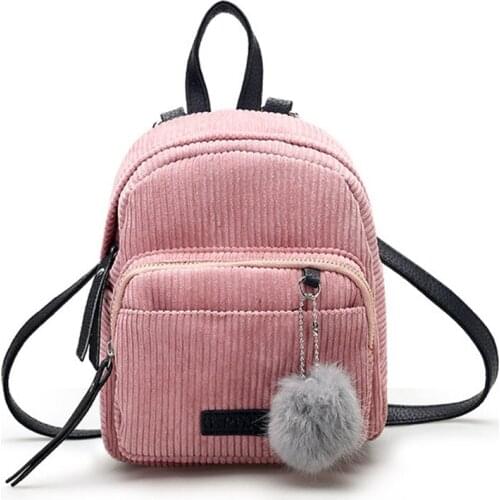 Small Fashion Womens Backpack New Shoulder Bag Hairball Casual Backpacks Girls Ladies School Bag Mochilas Student Shoulder Bags