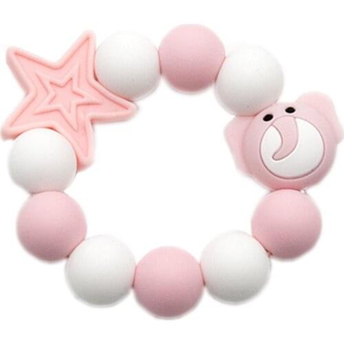 Cute-Idea 1set Star Elephant Cartoon Animal Pacifier Chain Silicone Baby Teether Chewable Teething Handmade DIY Baby Product Toy