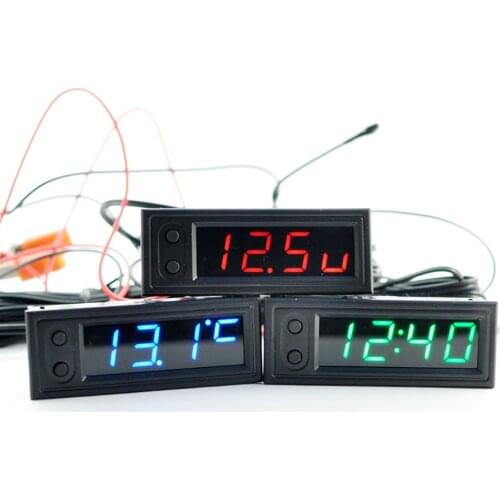 TREND DIY Multifunction High-precision clock inside and outside Car temperature Battery voltage Monitor Panel Meter DC 12v