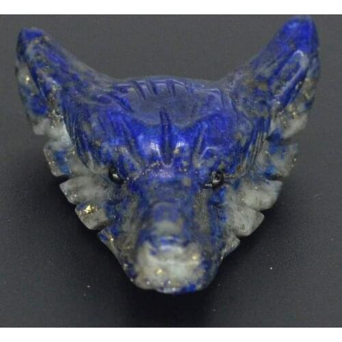 1.6" Howling Wolf Figurine Lapis Gemstone Animal Pendant Hand Carved Stone Necklace Jewelry Man Fashion