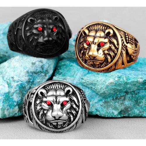 Gold Black Tiger Animal Stainless Steel Mens Rings Punk HipHop Unique For Male Boyfriend Biker Jewelry Creativity Gift Wholesale