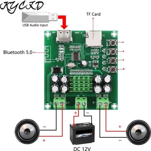Upgrade TPA3116D2 Bluetooth 5.0 Amplifier Board DC 12V 2.0 Channel 30W*2 Stereo Audio AMP U Disk TF Card Player For Speaker