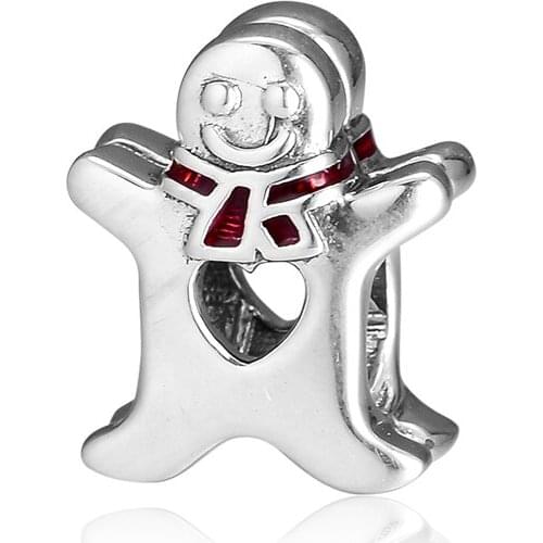 Wholesale 100% 925 Sterling Silver Sweet Gingerbread Man Charm Beads for Jewelry Making Fits Original Charms Bracelet Berloque