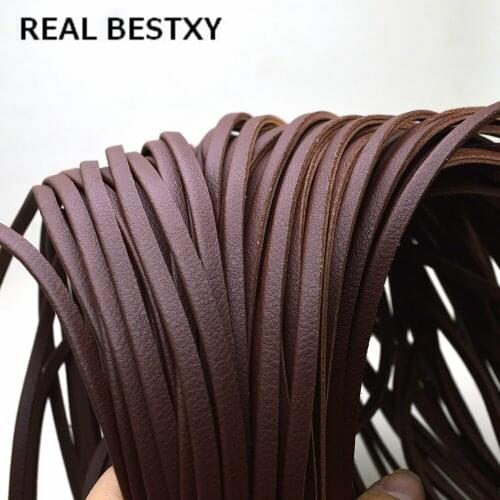 REAL BESTXY 1m/lot 4mm*1.8mm flat leather cords for bracelet making flat cord leather Super fiber leather artificial leather