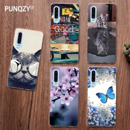PUNQZY Beautiful Scenery Floral Cat Patterned Phone Case For huawei P20 P30 P10 Lite P20 P30 PRO P9 LITE Soft TPU Silicone Cover