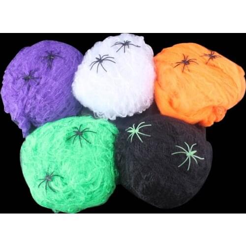Halloween Scary Party Scene Props White Stretchy Cobweb Spider Web Horror Halloween Decoration For Bar Haunted House