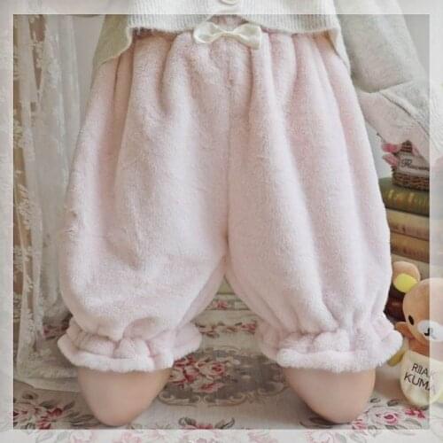 Sweet High Waist Lolita Double-Sided Plush Shorts Japanese Mori Girl Winter Cute Lolita Girls Warm JK Shorts Leggings short Lady