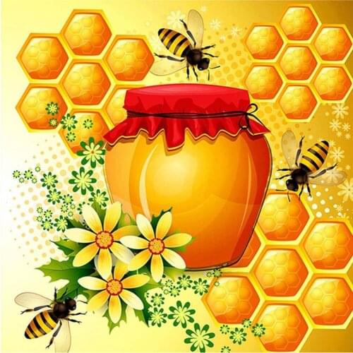 Full Diamond Bee Honey Painting Cross stitch Bless Our Home Decoration 5D DIY Diamond Embroidery Round Diamond Decor