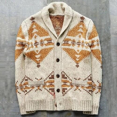 Sweater Men Christmas Jacquard Print Sweater Warm Fashion Casual Cardigan Korean Male Knitting Jacket Long Sleeve Coat