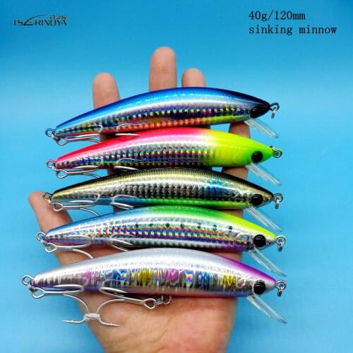 TSURINOYA DW37 5PCS/LOT 120MM/40g Sinking Minnow Lure Big Minnow Hard Lures Artificial Bait Salt Water Lure Fishing Tackle