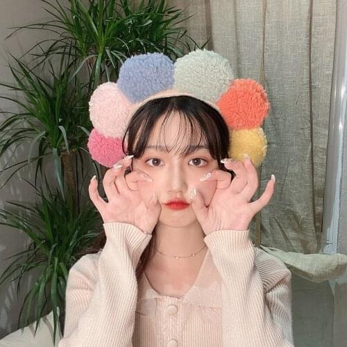 Exaggerated Hair Hoop Blue Yellow Orange Pink Green Fluffy Balls Oversize Headbands Headwear For Women