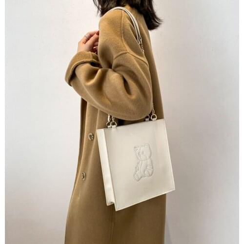 Vintage bear tote bag womens bag versatile large capacity chain shoulder bag 2021 new fashion shopping bag