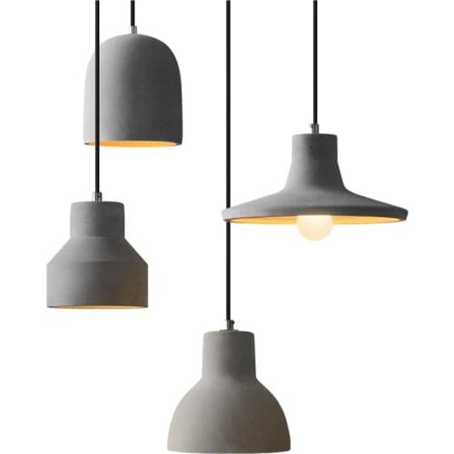 Vintage grey cement single pendant lights restaurant retro industrial lamps balcony hanging lights dining room loft lighting