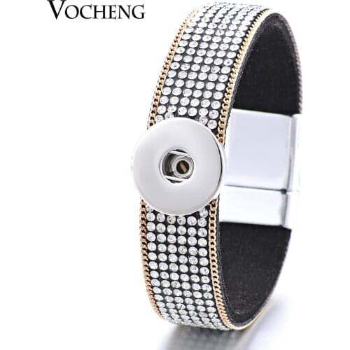 Vocheng Interchangeable Jewelry Magnet Clasp Fabric Bling Crystal Charm Bracelet Fit 18mm NN-420