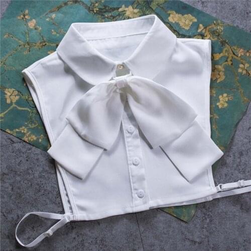 YSMILE Y Women White Big Bow Fake Collar Fashion Vintage Personality Remove Solid Female Decoration Collar