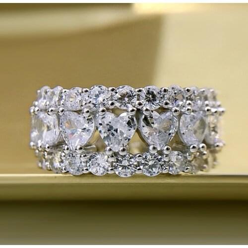 Hollow Out Heart Wedding High Carbon Diamond Ring 100% 925 Sterling Silver Sparkling 1 Row Rings For Women Fine Jewelry