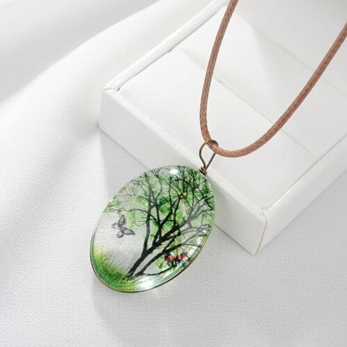 Women Necklace Dandelion Glass Ball Pendant Necklace Charm Trendy Natural Flower Pendant Transparent Lucky WISH Glass Ball
