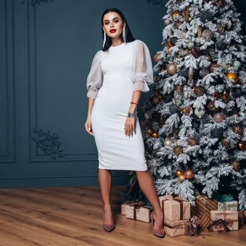 Women Vintage Lantern Sleeve Lace Pathwork Party Dress Half Sleeve O neck Solid Elegant Casual Dress 2021 Spring Fashion Dress
