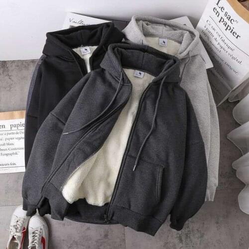 Winter womens padded hoodie winter plush padded zipper sweatshirt