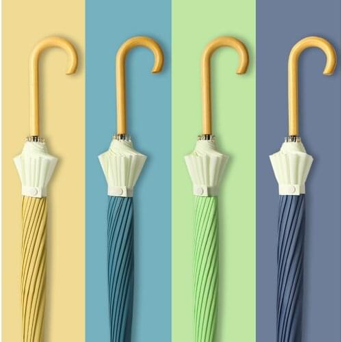 16K Curved Handle Umbrella Rain Men Women Reinforce Windproof Golf Long Umbrellas Japanese Style Refreshing Boy Girls Umbrella