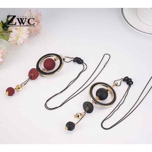 ZWC Elegant Vintage Long Simple Sweater Necklace for Woman Girl Fashion Geometric Tassel Snake Bone Necklaces Jewelry Gift