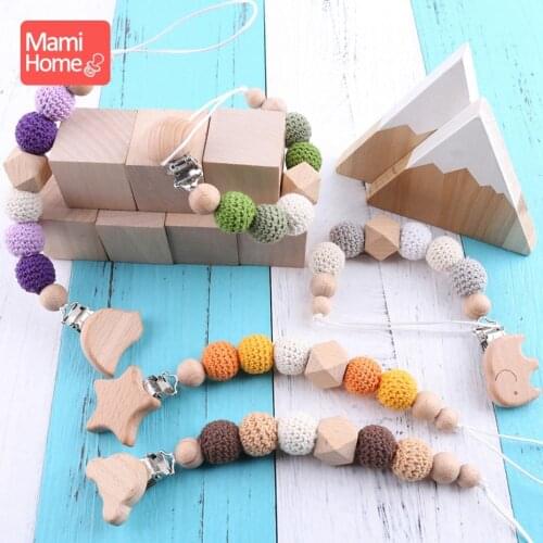 1pc Pacifier Clip Wood Beads Personalized Gifts Bink Clip BPA Free Wooden Teething Toys Pacifier Chain Wooden Baby Pacifier Clip