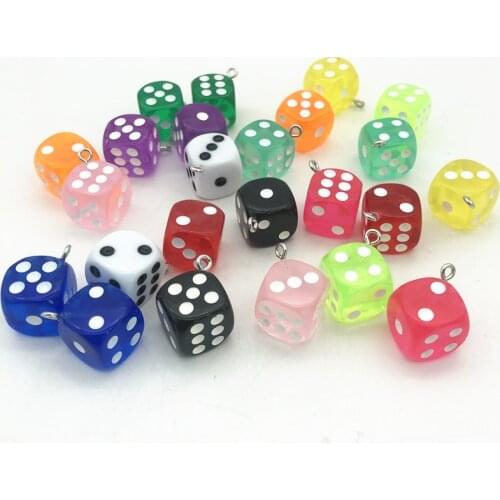 10 Pc Transparent Dice Charms DIY Earring Pendants 14mm Miniature Figurines Resin Craft Resin Cabochon Charms Making Accessories