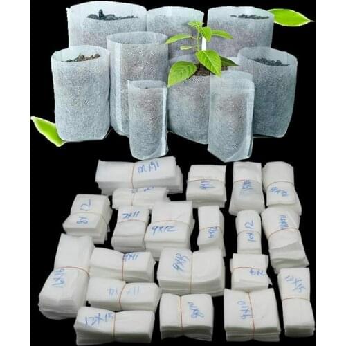 100Pcs -Degradable Corrosion Resistant Non-Woven Fabric Gardening Plant Nursery Bag Seedling Raising Plants Supply
