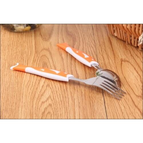 2pcs/lot Lovely Fish Shaped Meal Spoon Kitchen Supplier Traveling Picnic Dinner Spoon Fork Spork Flatware Set KC 1416