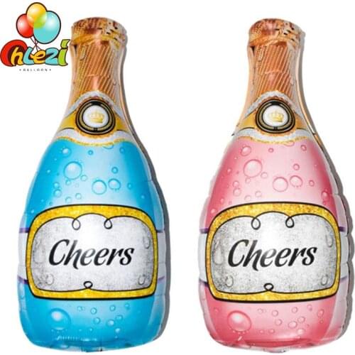 2pcs Cheers Wine Bottle Foil Balloons Pink Blue Cup Goblets Ballon Bar Wedding Decorations Birthday Party Decor Globos Shower