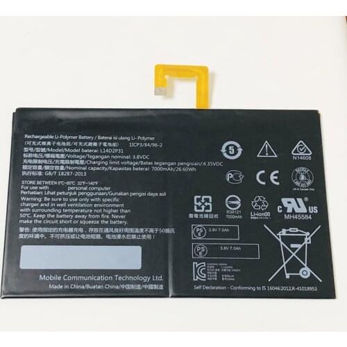 3.8V 7000mAh L14D2P31 For Lenovo Tab 2 A7600-F A10-70F Tab2 A10-70 A10-70L Battery