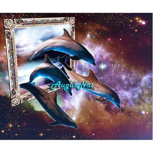 3d dophins diamond painting full drill wall art picture 5d diamond dotz sea fish diamond stickers mosaic pasted hand crafts gift