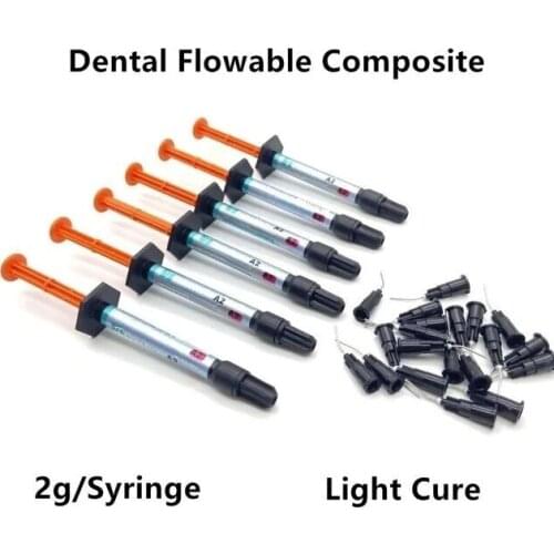 6Pcs Dental Flowable Composite Resin Flow Light Cure 2g/Syringe A1 A2 A3 Shade Teeth Filling Material