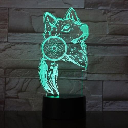 7 Color Change Novelty Decor 3D Vision Night Light Fox Modeling Desk Lamp Lamparas Bedroom Sleep Lighting For Child Gift 3227