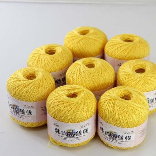 Free Shipping 8Balls X50g New Soft Hand Knitting High Quality 100% Cotton Crocheted Yarn Yellow 16115